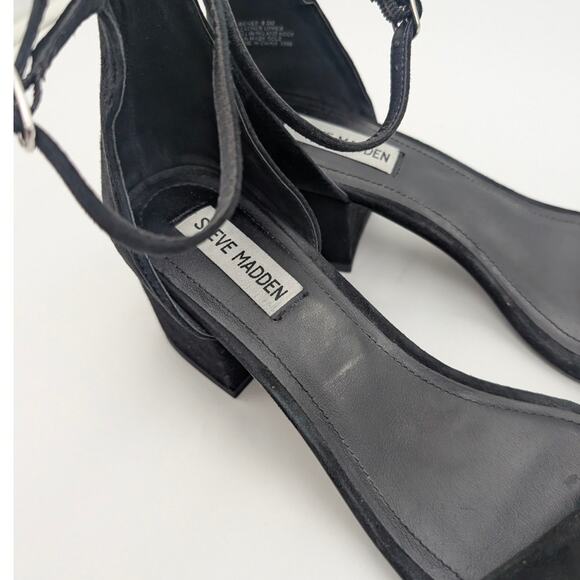 Steve Madden Irenee Heel Sandals Women's Ankle Strap Black Size US9.5M EU40 - Picture 10 of 10